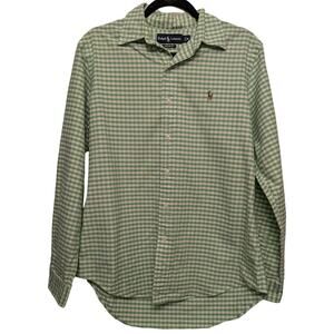 Polo Ralph Lauren‎ Button Down Shirt Gingham Plaid White Green